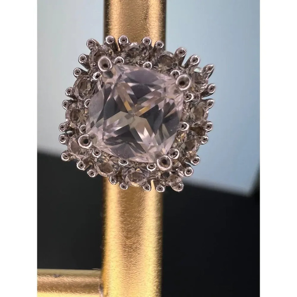 Lab white sapphire and topaz sterling silver stud earrings - Picture 9 of 11